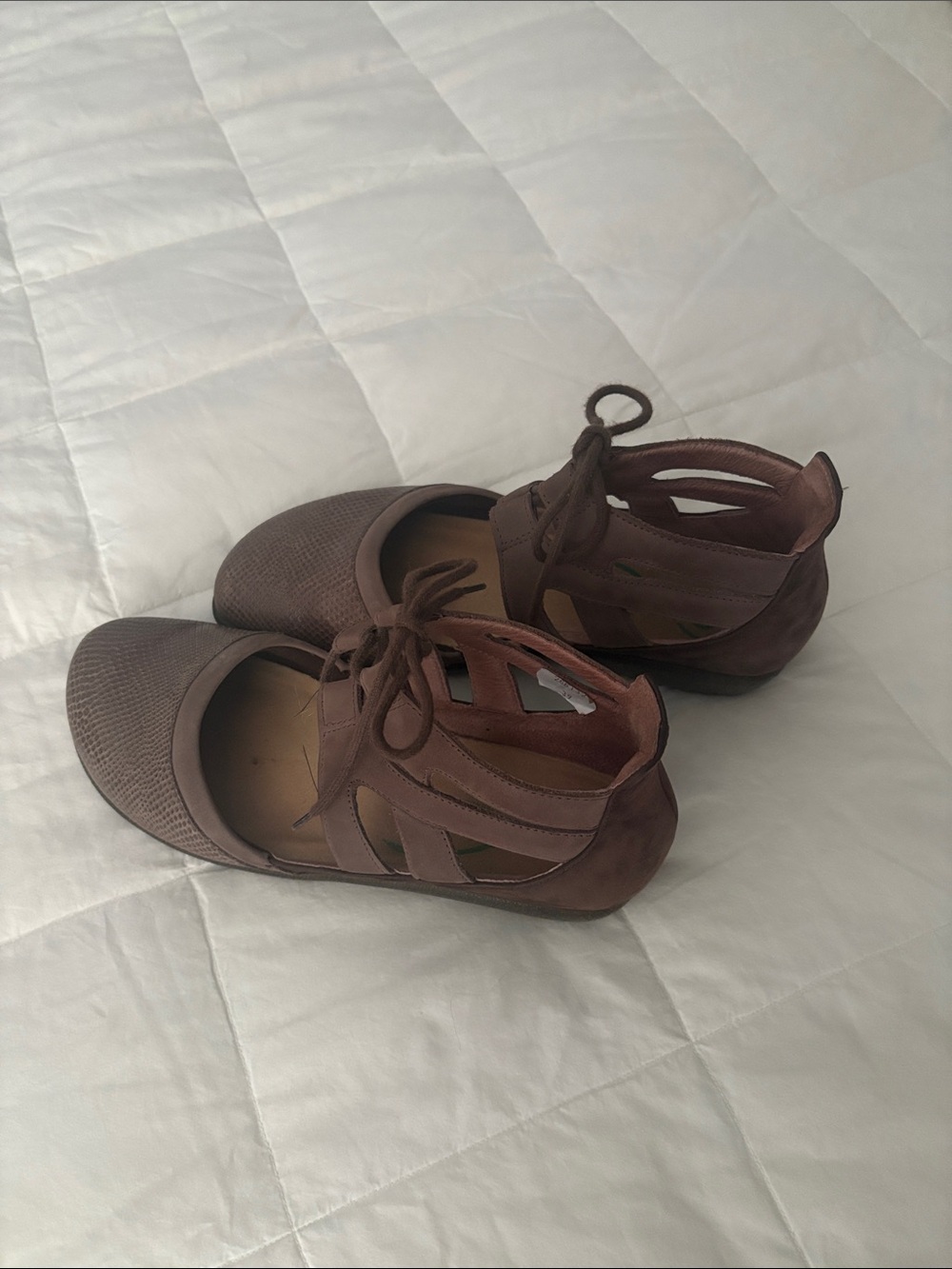 Naot Brown Lace-Up Cutout Women's Sandals - Picture 4 of 10